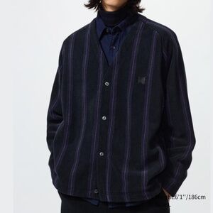 UNIQLO and NEEDLES. NEW FW25 Oversized Purple Striped Cardigan.